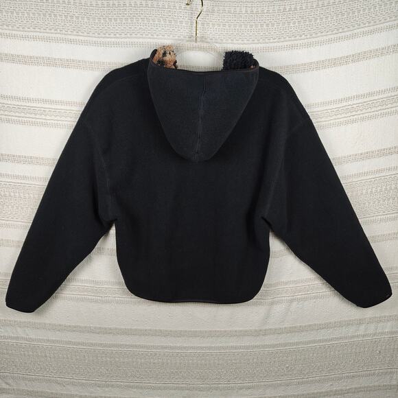 Love Black Teddy Bear Print Reversible Hooded Jacket Size M - Picture 4 of 9